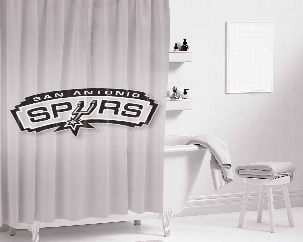 San Antonio Spurs Wallpaper 2 Bathroom Shower Curtain Fabric Waterproof | 66 X 72 Inch