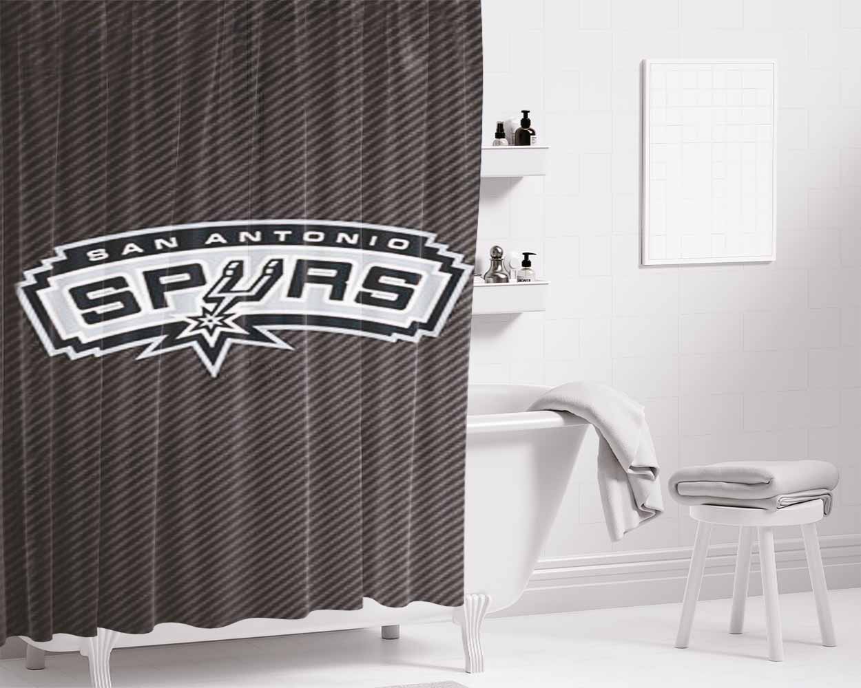San Antonio Spurs Bathroom Shower Curtain Fabric Waterproof | 66 X 72 Inch