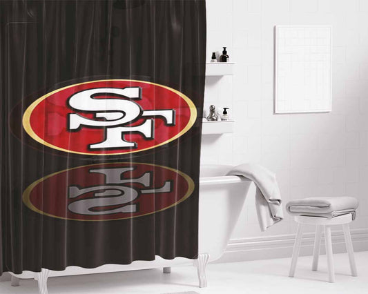 San Francisco 49Ers Black Bathroom Shower Curtain Fabric Waterproof | 66 X 72 Inch
