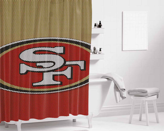 San Francisco 49Ers Carbon Fiber Logo Bathroom Shower Curtain Fabric Waterproof | 66 X 72 Inch
