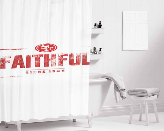 San Francisco 49Ers Faithful Bathroom Shower Curtain Fabric Waterproof | 66 X 72 Inch