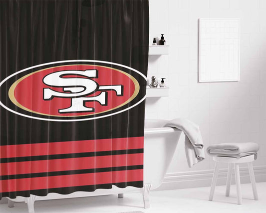 San Francisco 49Ers Red S Bathroom Shower Curtain Fabric Waterproof | 66 X 72 Inch