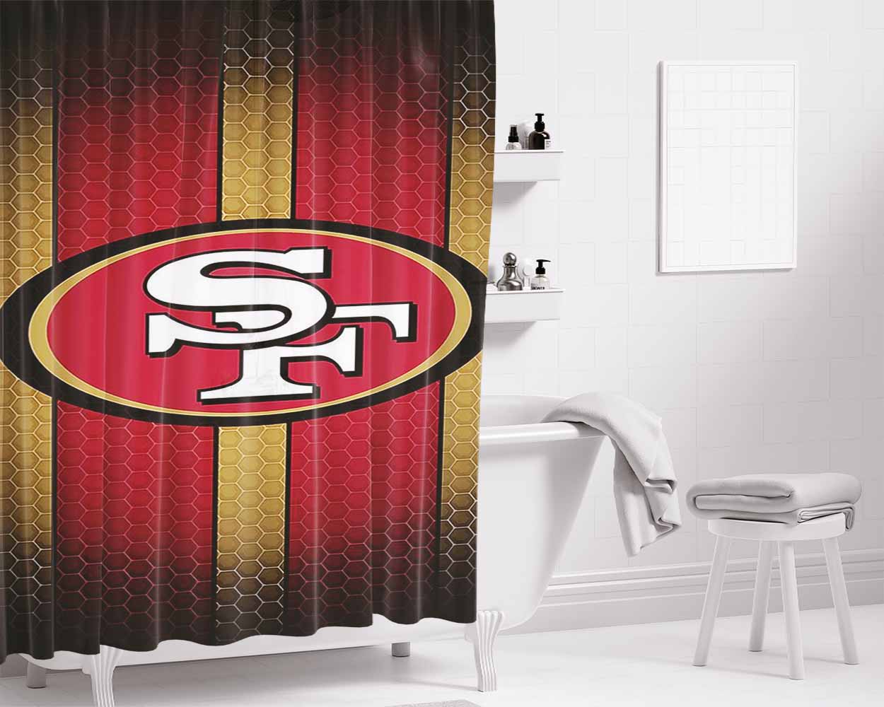 San Francisco 49Ers S Bathroom Shower Curtain Fabric Waterproof | 66 X 72 Inch