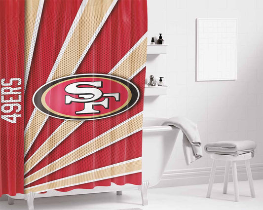 San Francisco 49Ers Stripe Bathroom Shower Curtain Fabric Waterproof | 66 X 72 Inch