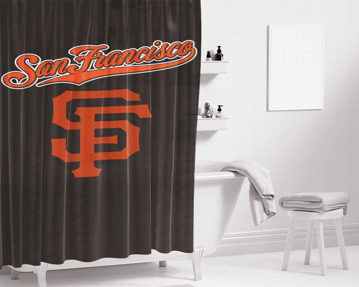 San Francisco Giant Black Bathroom Shower Curtain Fabric Waterproof | 66 X 72 Inch