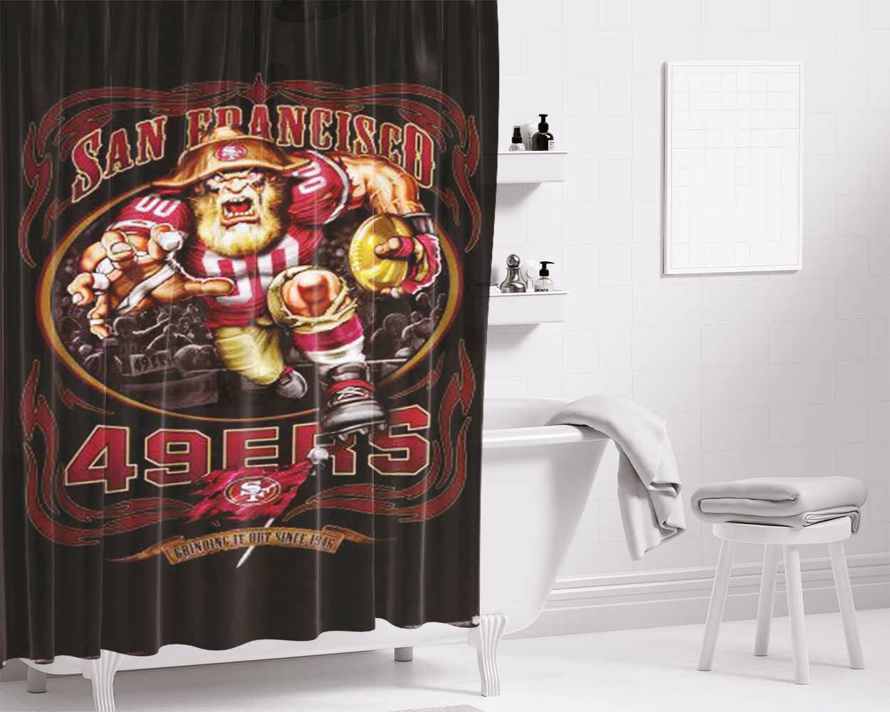San Francised 49Ers Bathroom Shower Curtain Fabric Waterproof | 66 X 72 Inch