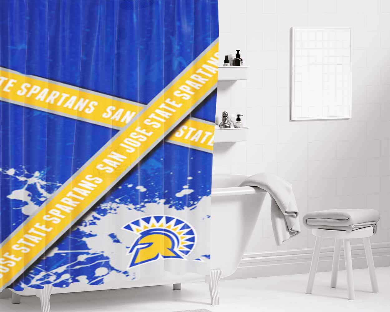 San Jose State Spartans Logo Bathroom Shower Curtain Fabric Waterproof | 66 X 72 Inch