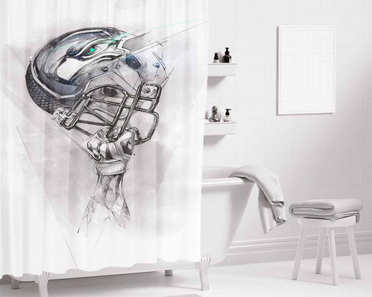 Seahawks Helmets Bathroom Shower Curtain Fabric Waterproof | 66 X 72 Inch
