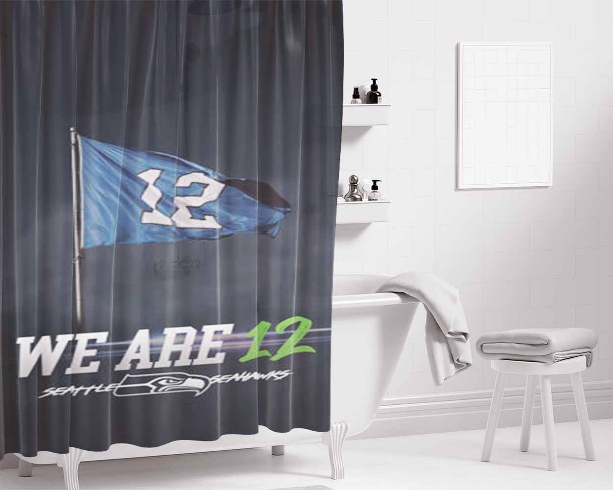 Seattle Seahawks We Are 12 Bathroom Shower Curtain Fabric Waterproof | 66 X 72 Inch