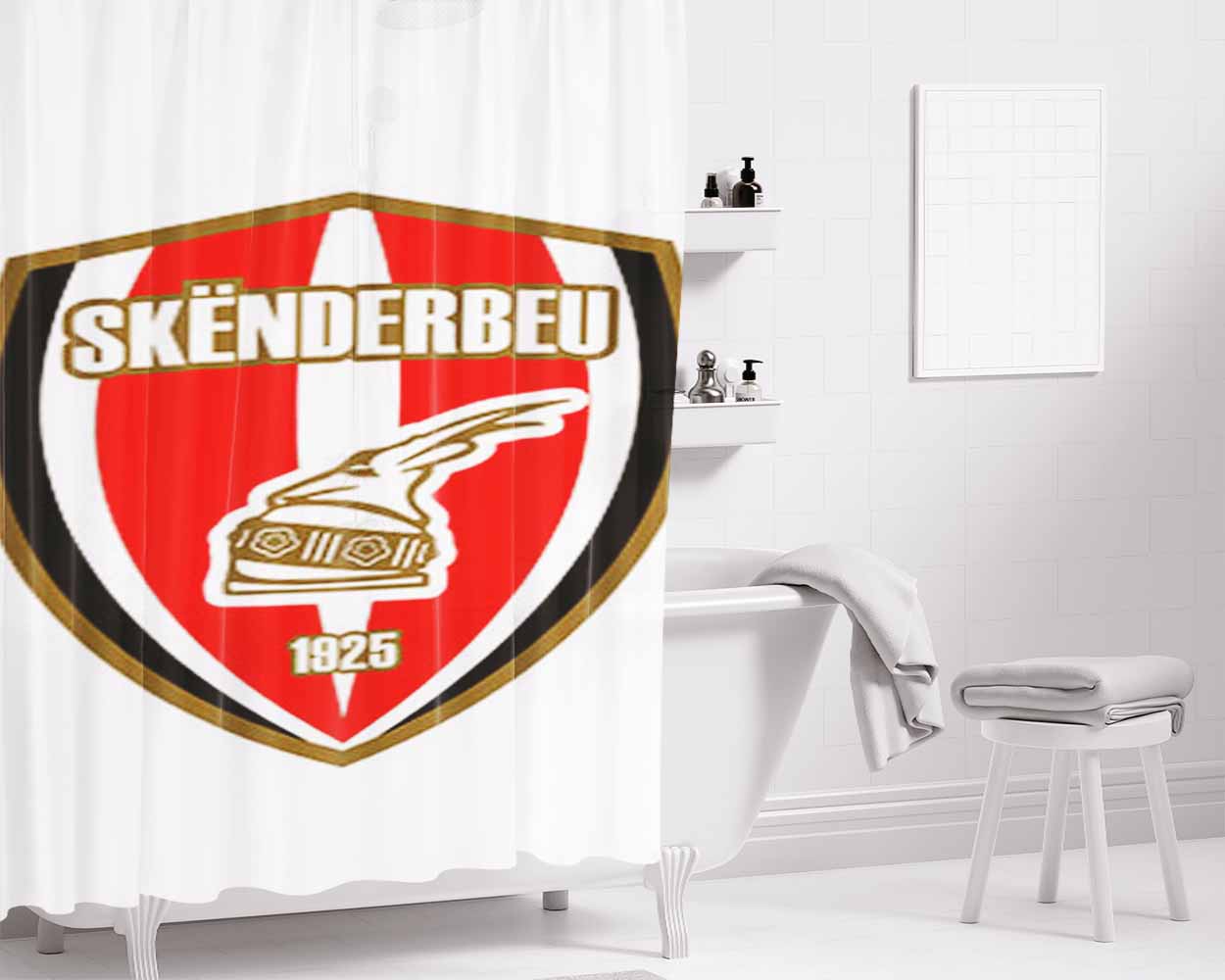 Skenderbeu Logo Bathroom Shower Curtain Fabric Waterproof | 66 X 72 Inch
