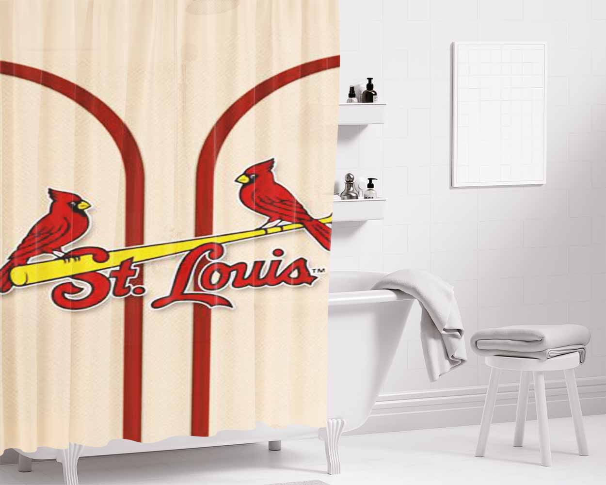 St Louis Cardinals 48 Bathroom Shower Curtain Fabric Waterproof | 66 X 72 Inch