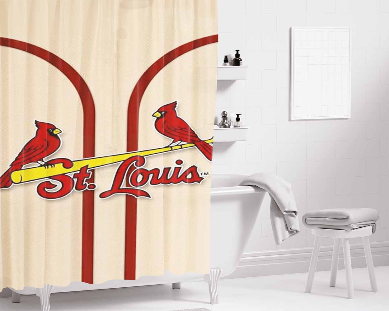St Louis Cardinals Jersey Bathroom Shower Curtain Fabric Waterproof | 66 X 72 Inch