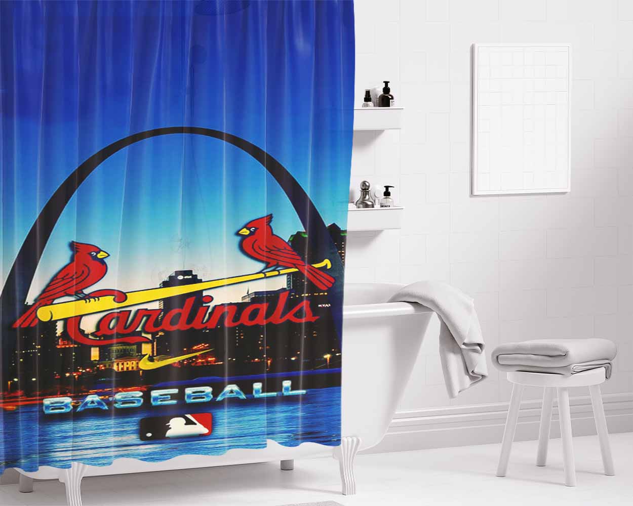 St Louis Cardinals Mlb Baseball Bathroom Shower Curtain Fabric Waterproof | 66 X 72 Inch