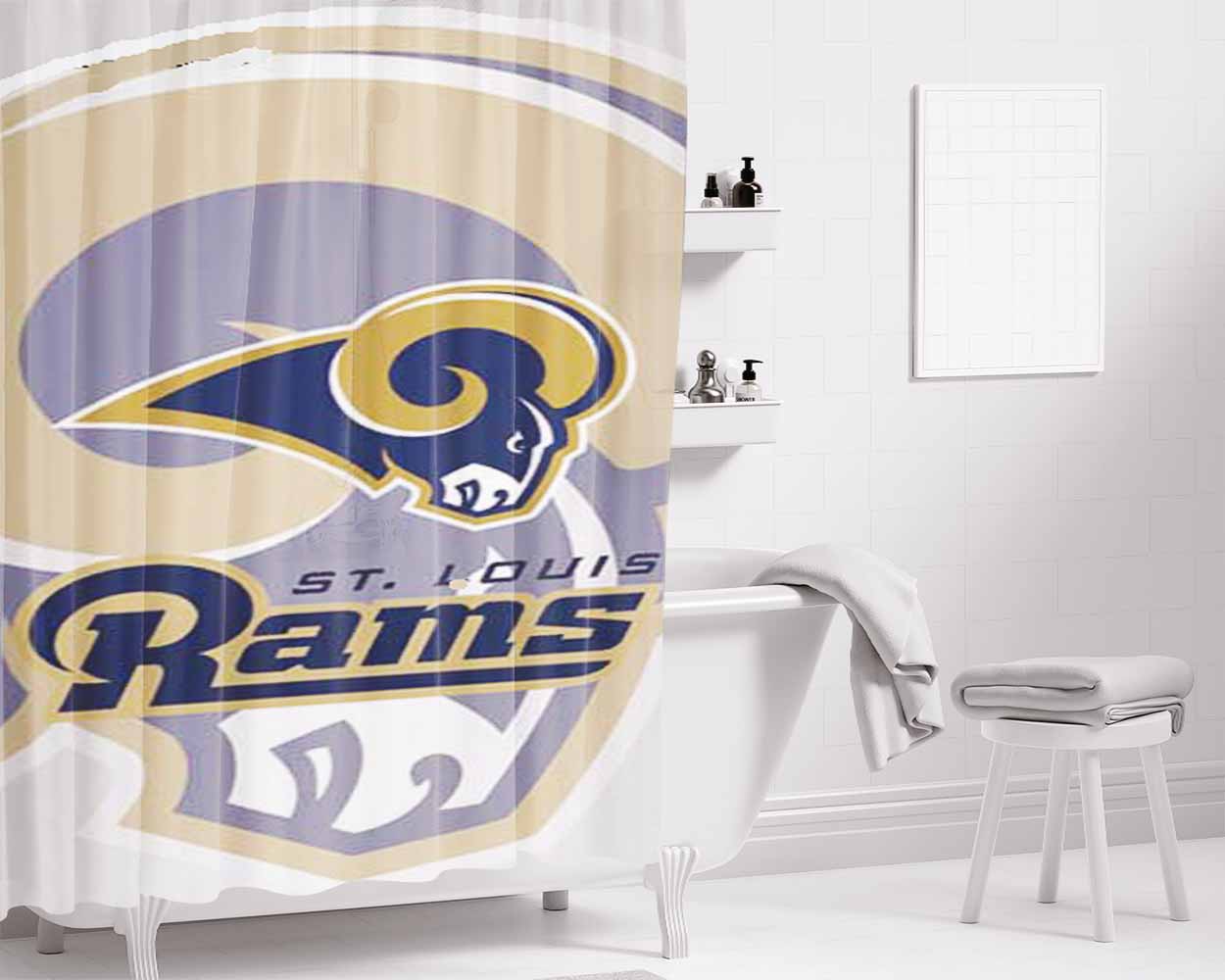 St Louis Rams Fade Bathroom Shower Curtain Fabric Waterproof | 66 X 72 Inch