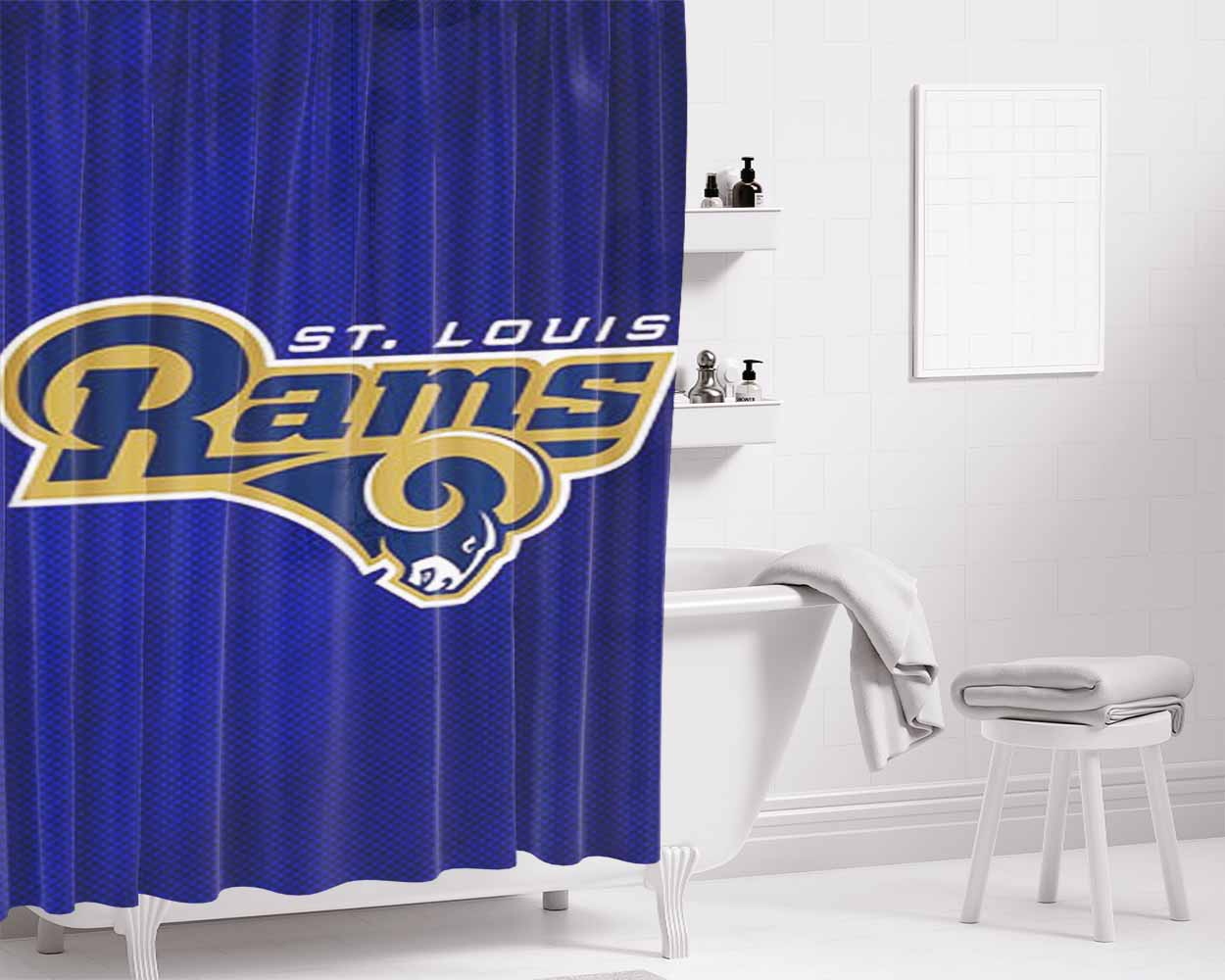 St Louis Rams Logo Bathroom Shower Curtain Fabric Waterproof | 66 X 72 Inch