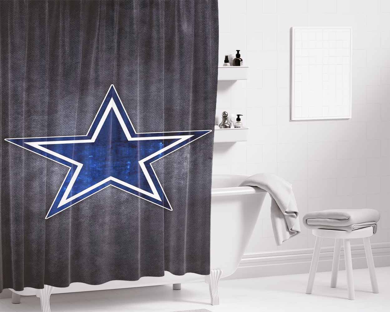 Star Symbol Dallas Cowboys Bathroom Shower Curtain Fabric Waterproof | 66 X 72 Inch