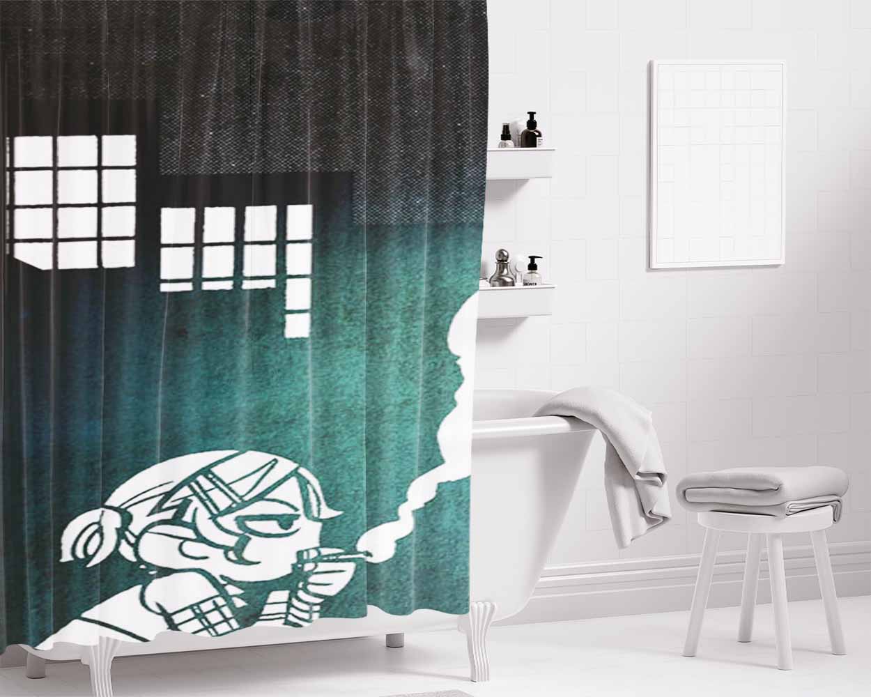 Static Ramona Smoke Bathroom Shower Curtain Fabric Waterproof | 66 X 72 Inch