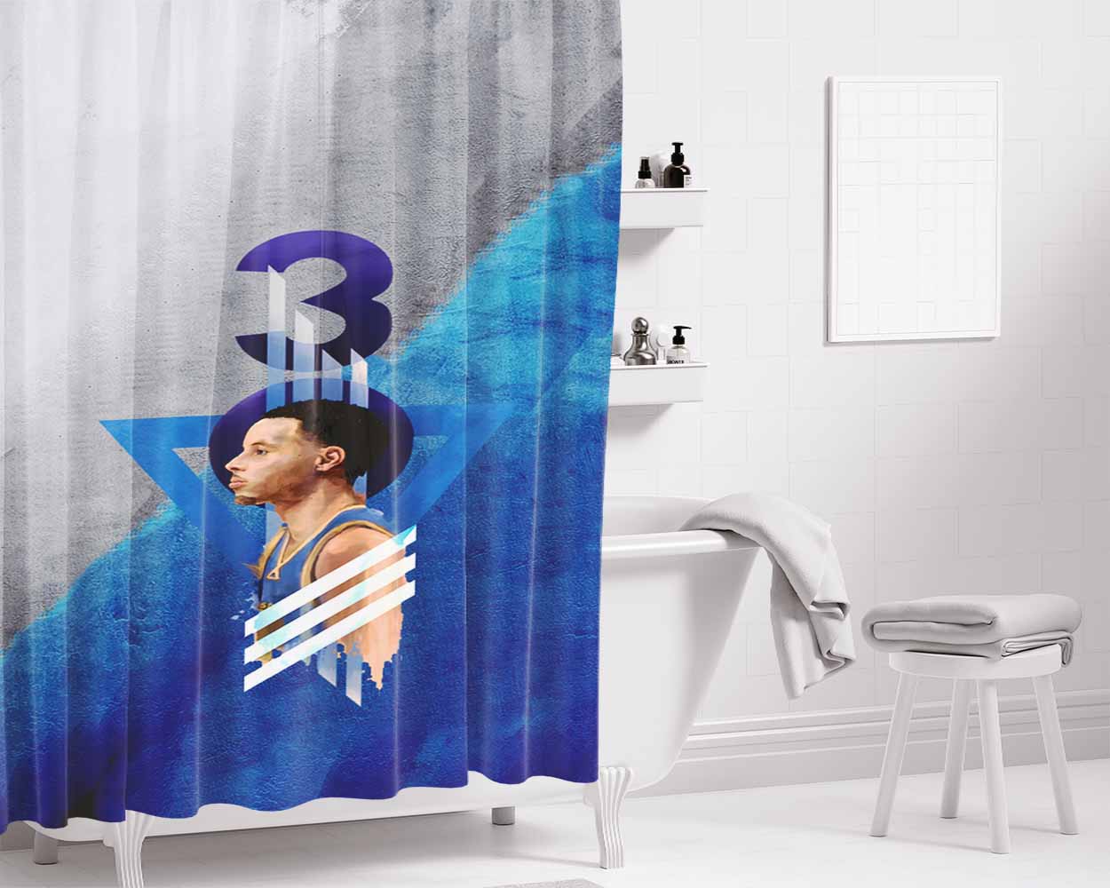 Steph Curry Warrior Bathroom Shower Curtain Fabric Waterproof | 66 X 72 Inch