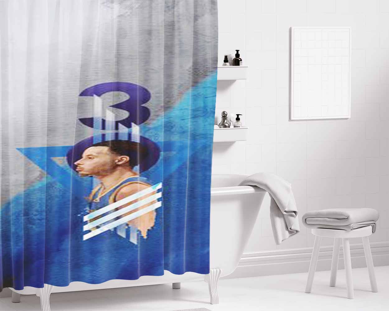 Steph Curry Bathroom Shower Curtain Fabric Waterproof | 66 X 72 Inch