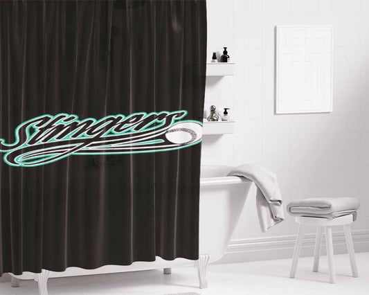 Stingers Baseball Logo Black Bathroom Shower Curtain Fabric Waterproof | 66 X 72 Inch