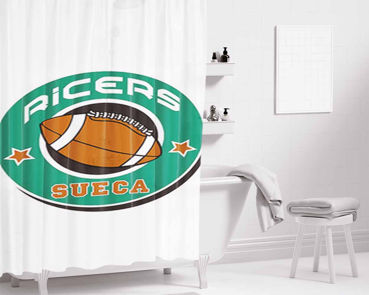 Sueca Ricers Logo Bathroom Shower Curtain Fabric Waterproof | 66 X 72 Inch