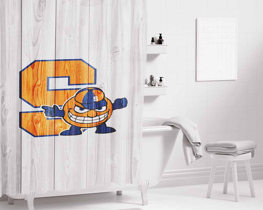 Syracuse University Logo White Bathroom Shower Curtain Fabric Waterproof | 66 X 72 Inch