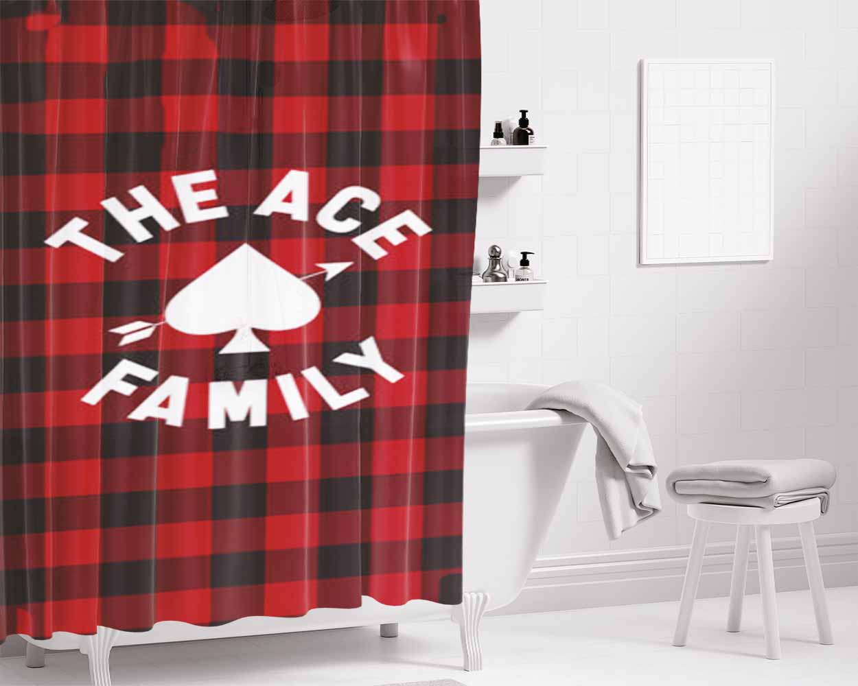 The Ace Family Logo Bathroom Shower Curtain Fabric Waterproof | 66 X 72 Inch