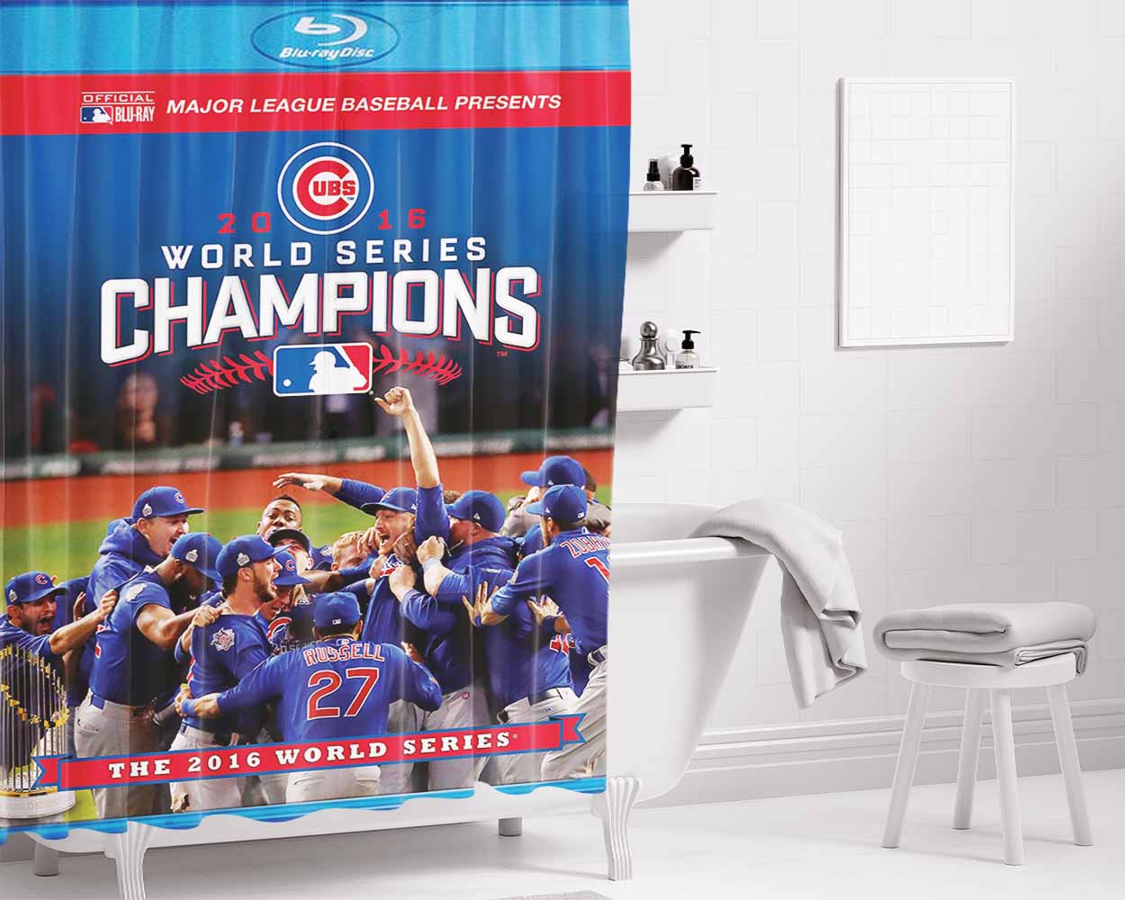 The Chicago Cubs 1876 Bathroom Shower Curtain Fabric Waterproof | 66 X 72 Inch