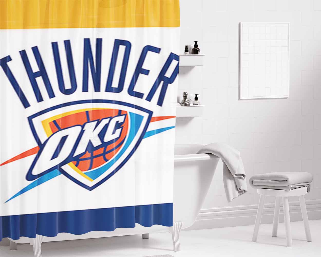 Thunder Okc Bathroom Shower Curtain Fabric Waterproof | 66 X 72 Inch