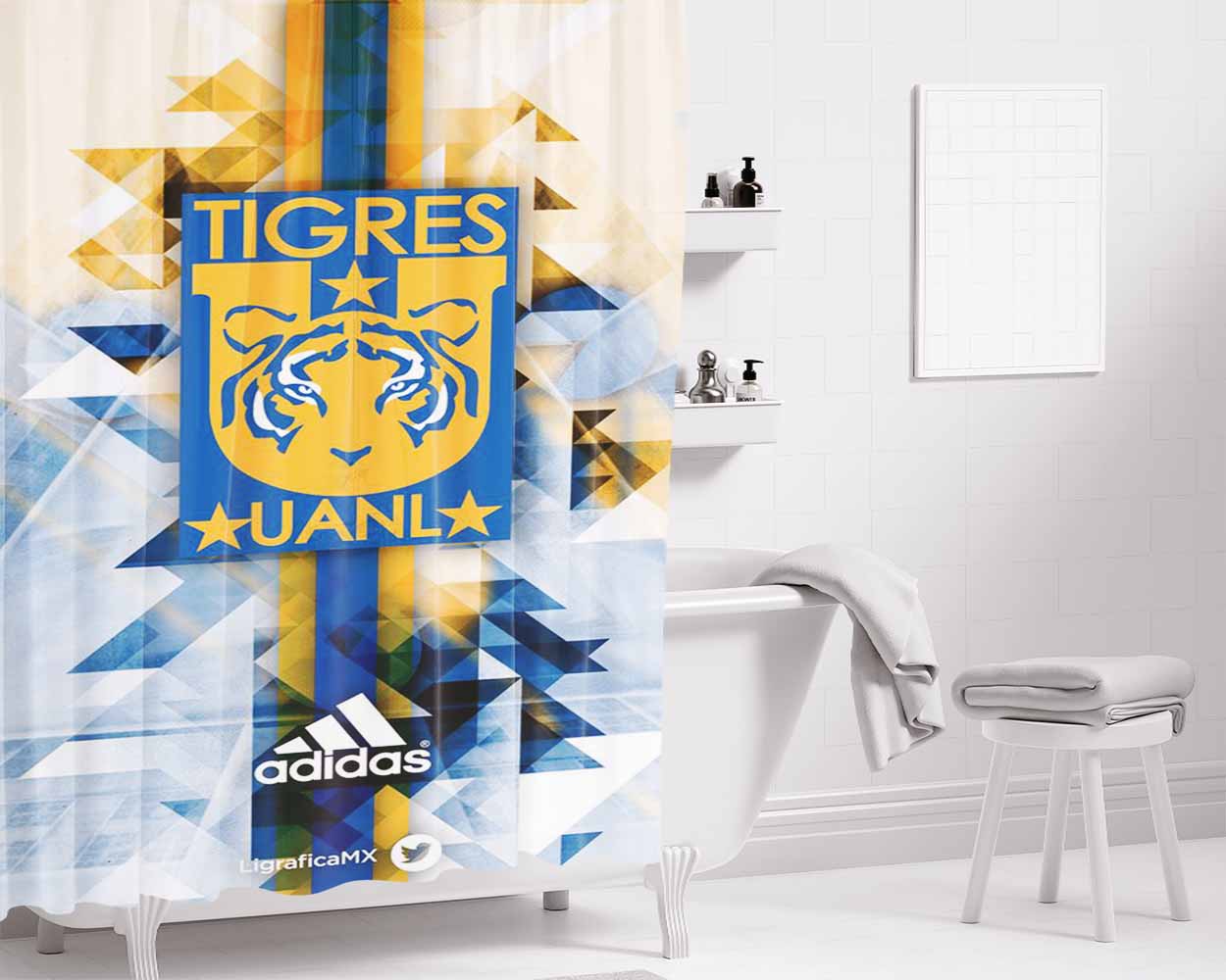 Tigres Uanl Club De Futbol Bathroom Shower Curtain Fabric Waterproof | 66 X 72 Inch