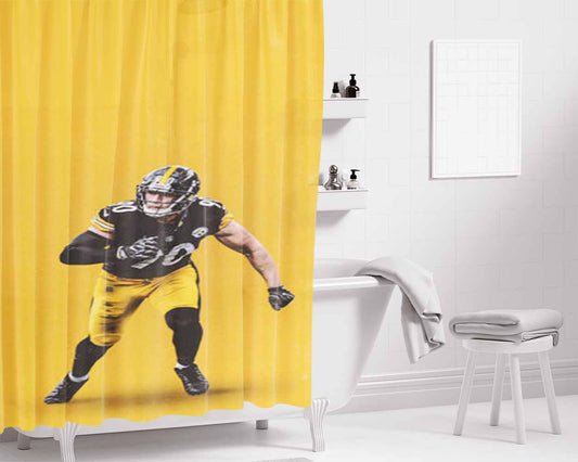 Tj Watt Steelers Bathroom Shower Curtain Fabric Waterproof | 66 X 72 Inch