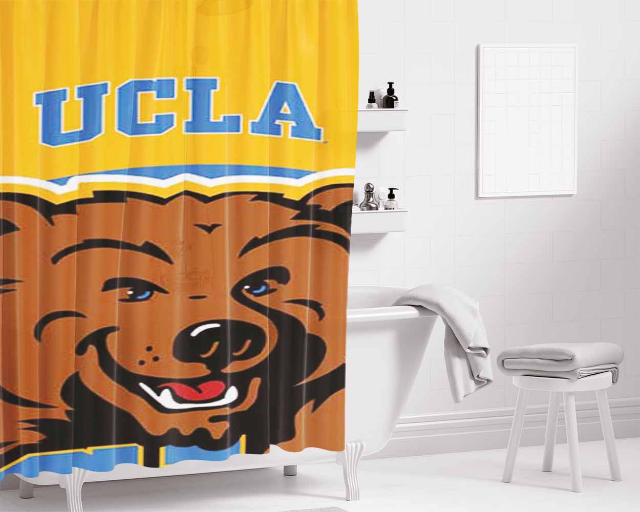 Ucla Briun Orange Bkg Bathroom Shower Curtain Fabric Waterproof | 66 X 72 Inch