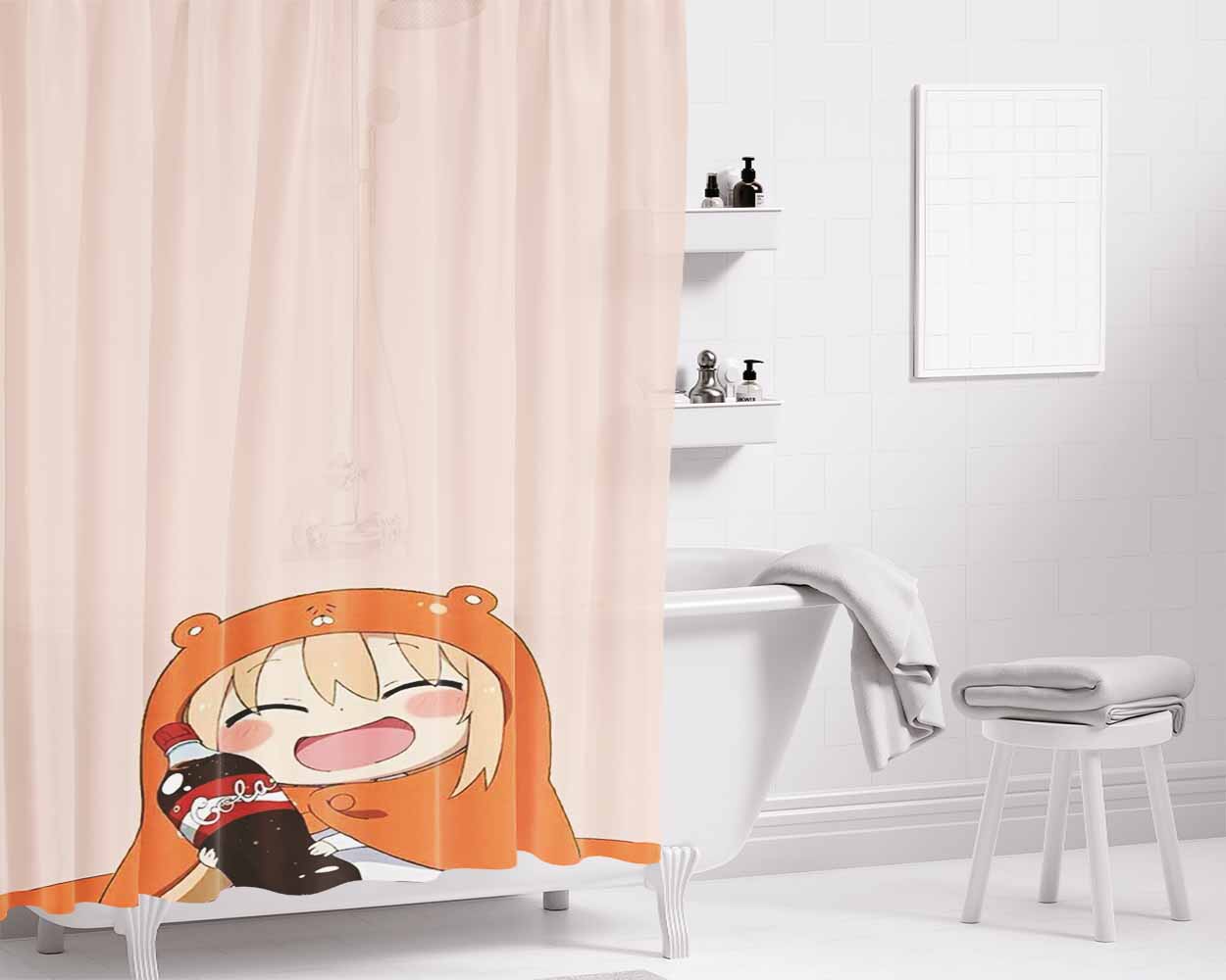 Umaru Doma Coca Cola Bathroom Shower Curtain Fabric Waterproof | 66 X 72 Inch
