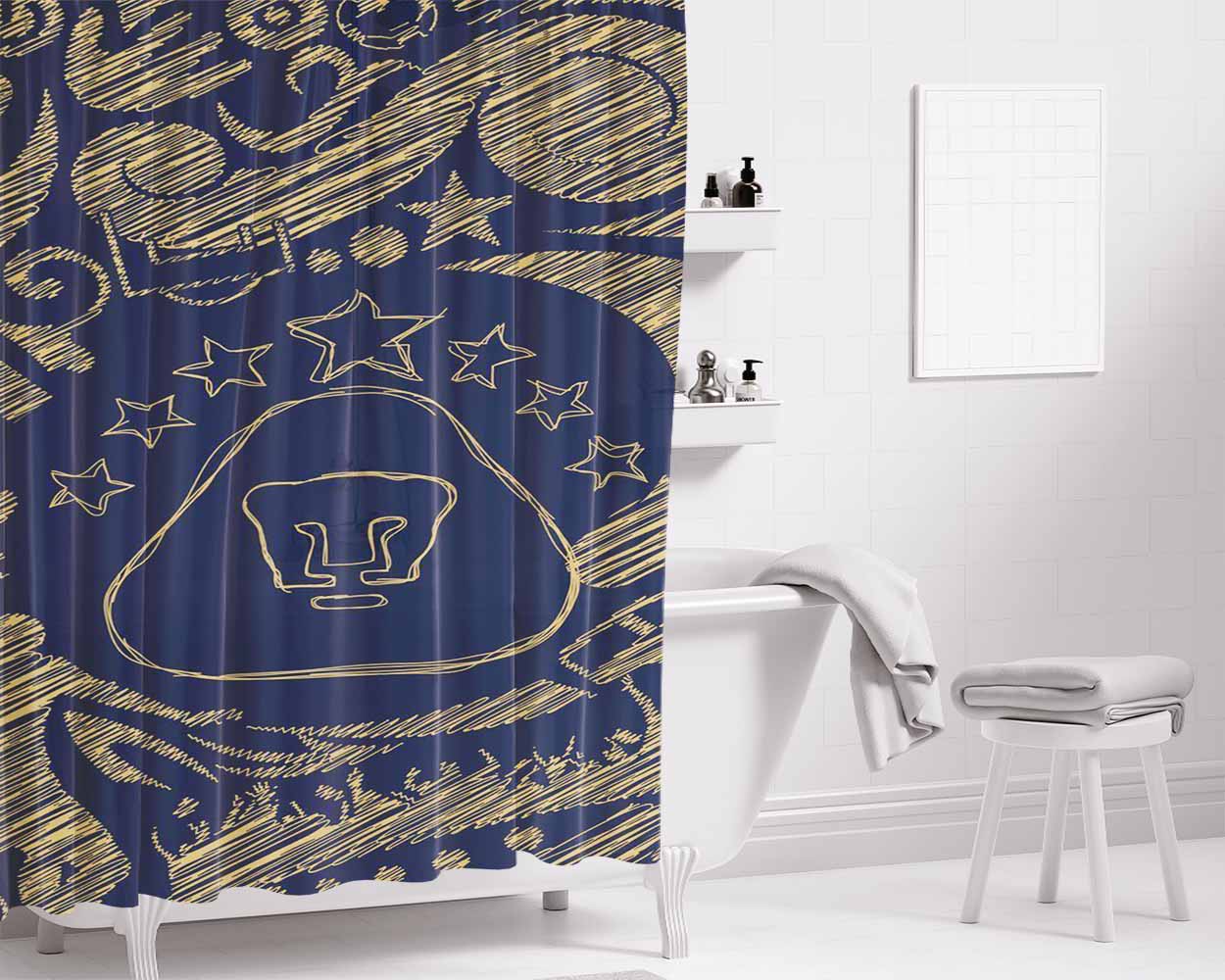 Unam Sketch Bathroom Shower Curtain Fabric Waterproof | 66 X 72 Inch