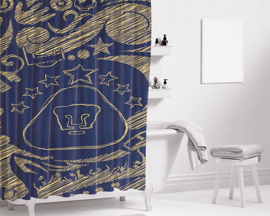 Unam Sketch Bathroom Shower Curtain Fabric Waterproof | 66 X 72 Inch