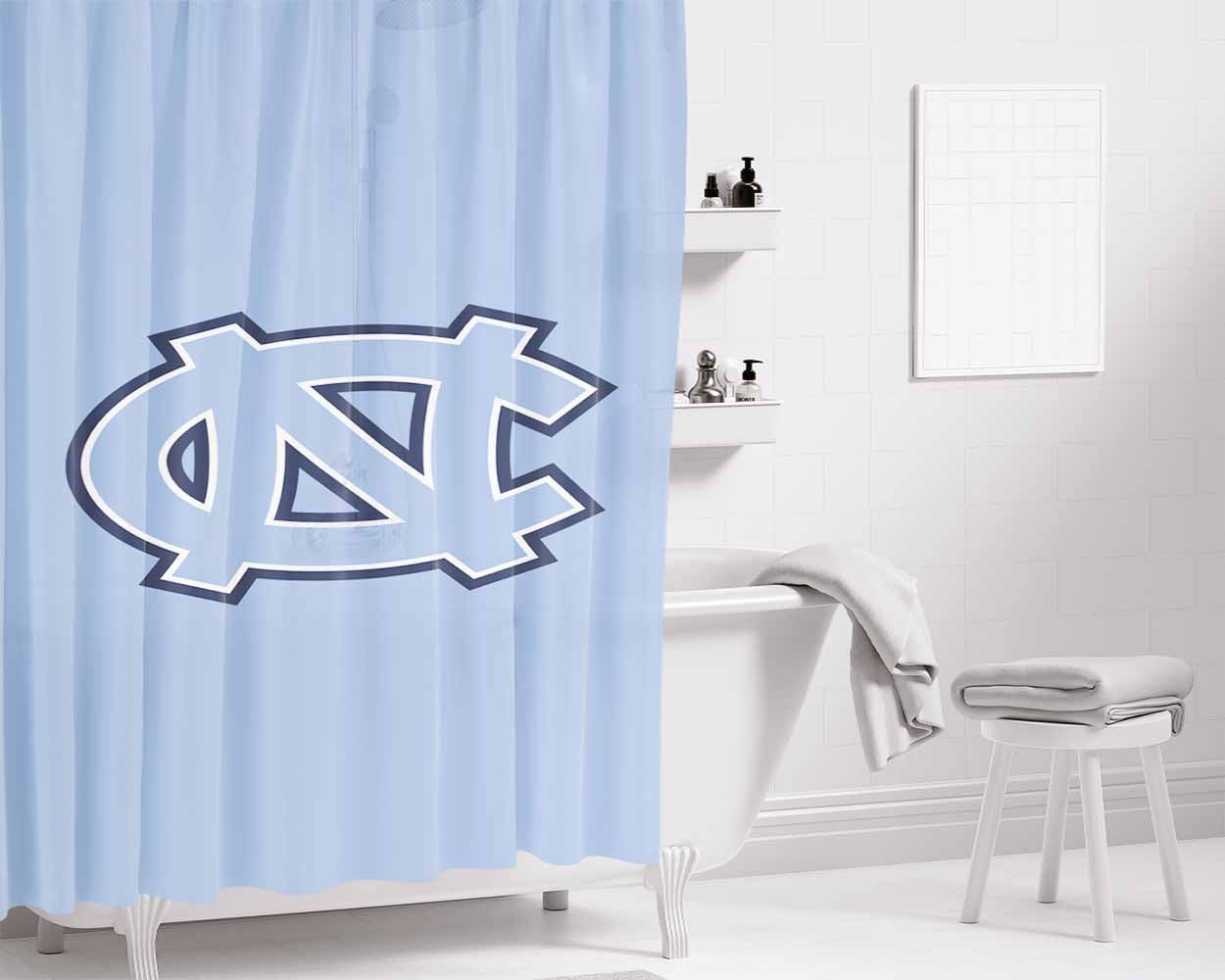 Unc Tar Heels Logo Bathroom Shower Curtain Fabric Waterproof | 66 X 72 Inch