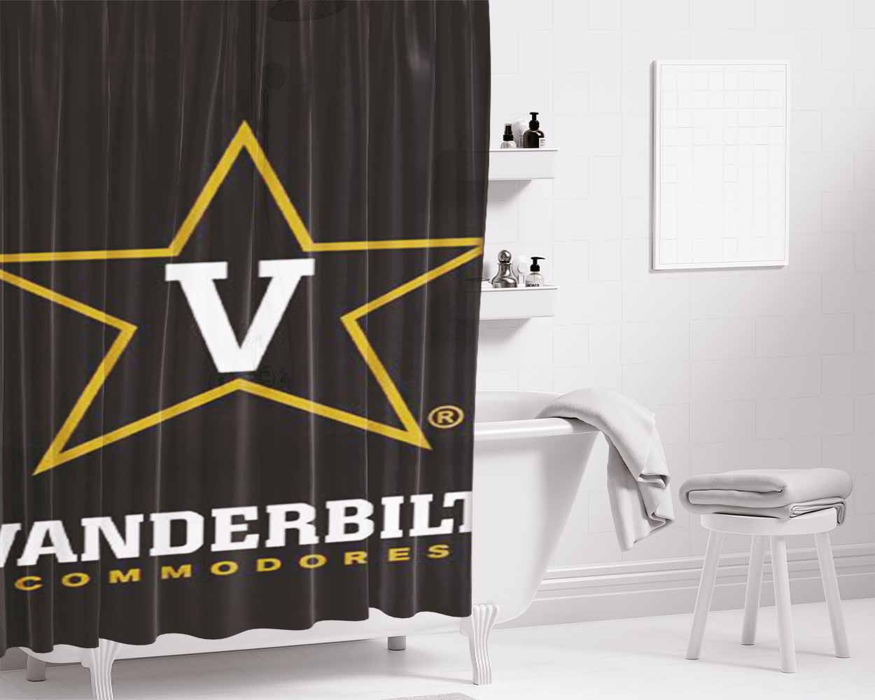 Vanderbilt Commodores Logo Bathroom Shower Curtain Fabric Waterproof | 66 X 72 Inch