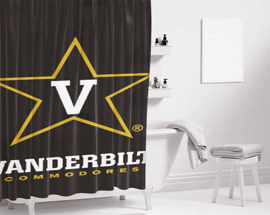 Vanderbilt Commodores Logo Bathroom Shower Curtain Fabric Waterproof | 66 X 72 Inch