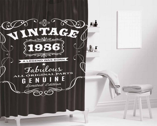 Vintage 1986 Limited Edition Bathroom Shower Curtain Fabric Waterproof | 66 X 72 Inch