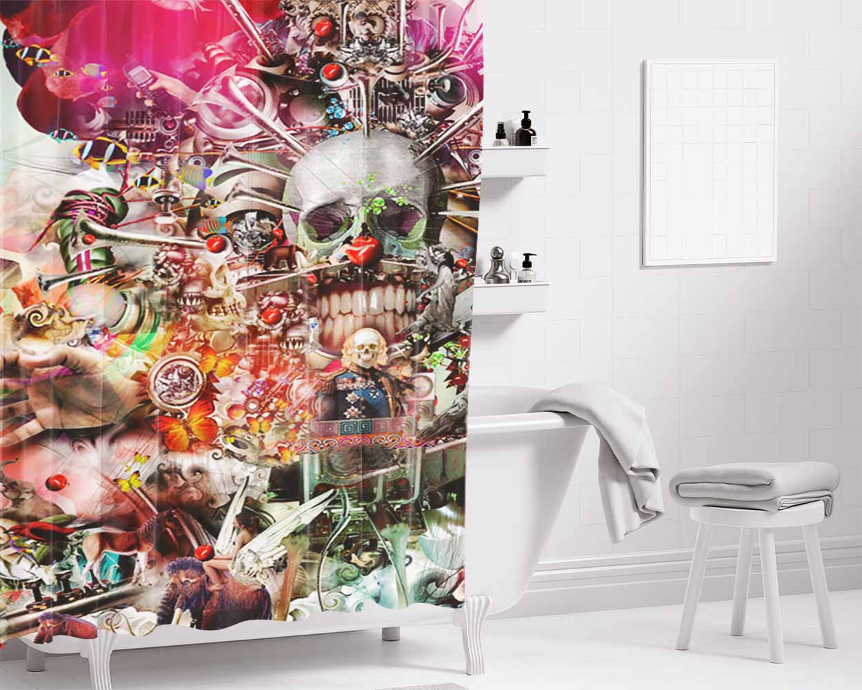 Vintage Kolase Bathroom Shower Curtain Fabric Waterproof | 66 X 72 Inch
