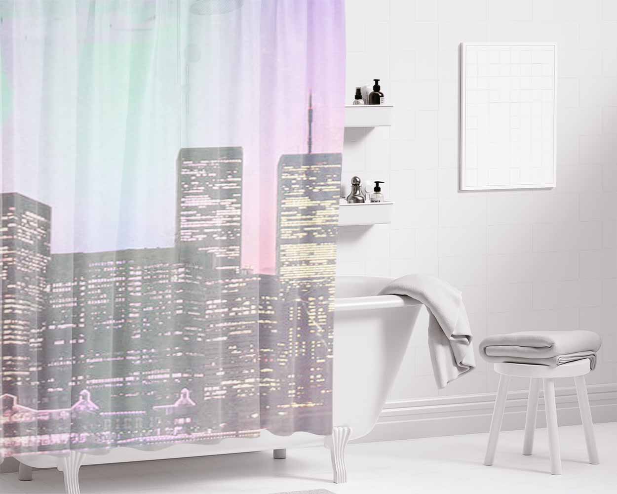 Vintage New York City Bathroom Shower Curtain Fabric Waterproof | 66 X 72 Inch