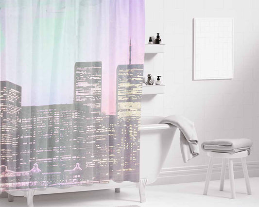 Vintage New York City Bathroom Shower Curtain Fabric Waterproof | 66 X 72 Inch