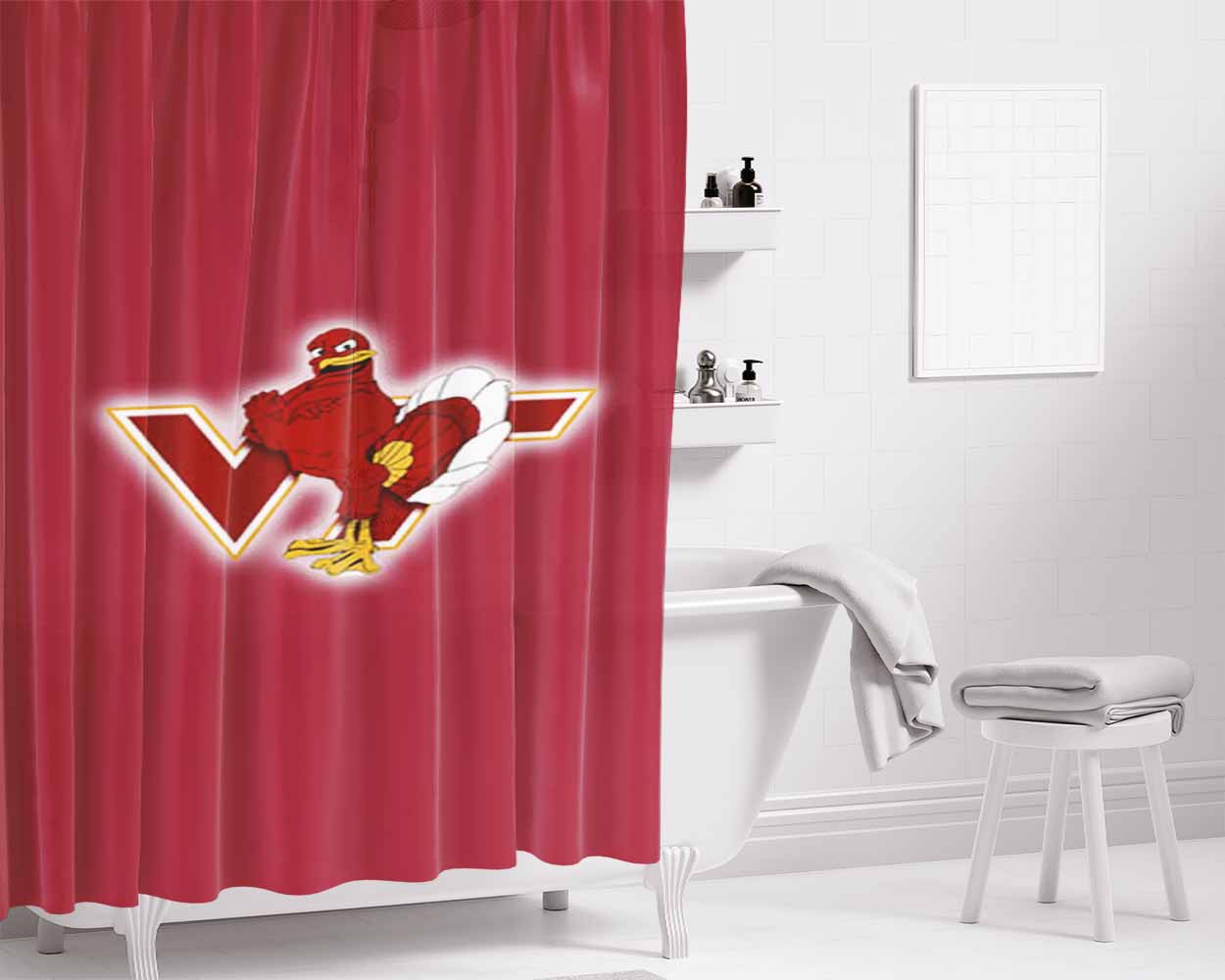 Virginia Tech Symbol Bathroom Shower Curtain Fabric Waterproof | 66 X 72 Inch