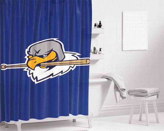 Vultures Baseball Logo Blue Bathroom Shower Curtain Fabric Waterproof | 66 X 72 Inch