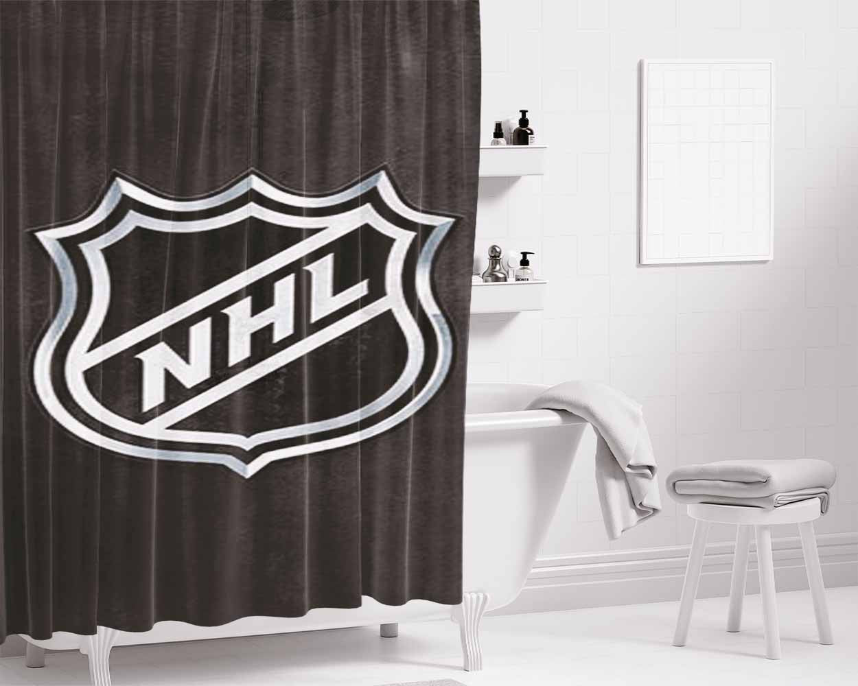 Wall Nhl Logo Bathroom Shower Curtain Fabric Waterproof | 66 X 72 Inch