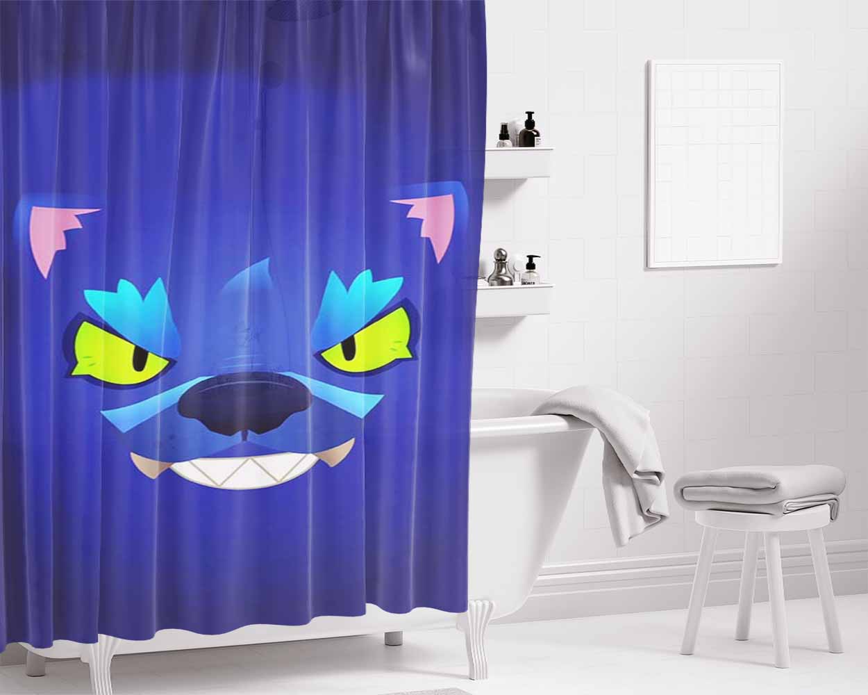 Werewolf Leon Brawl Stars Face Bathroom Shower Curtain Fabric Waterproof | 66 X 72 Inch