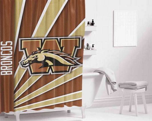 Western Michigan Broncos Stripe Wallpaper Bathroom Shower Curtain Fabric Waterproof | 66 X 72 Inch