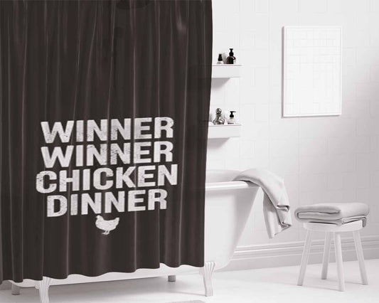 Winner Winner Chicken Dinner Bathroom Shower Curtain Fabric Waterproof | 66 X 72 Inch