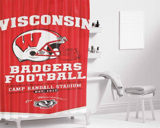 Wisconsin Badgers Champ Banner Bathroom Shower Curtain Fabric Waterproof | 66 X 72 Inch