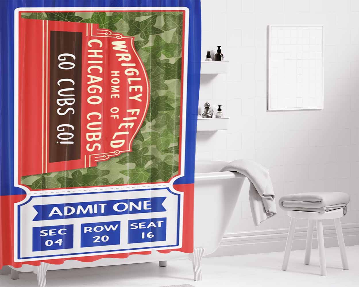 Wrigley Field Home Of Chicago Cubs Bathroom Shower Curtain Fabric Waterproof | 66 X 72 Inch